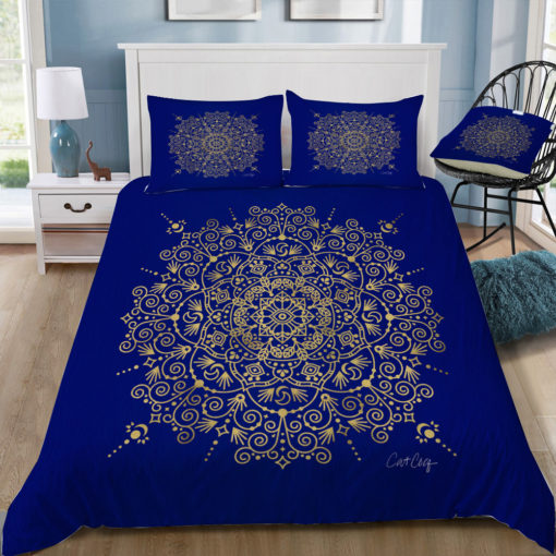 cat coquillette moroccan mandala gold navy square tray top